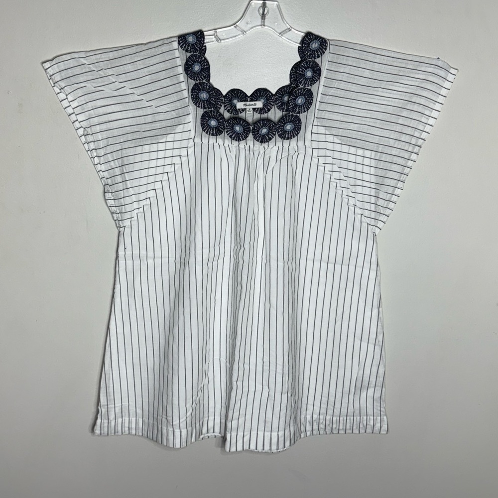 Madewell Striped Dress with Black Floral Neckline Dress Sz M - Picture 4 of 9